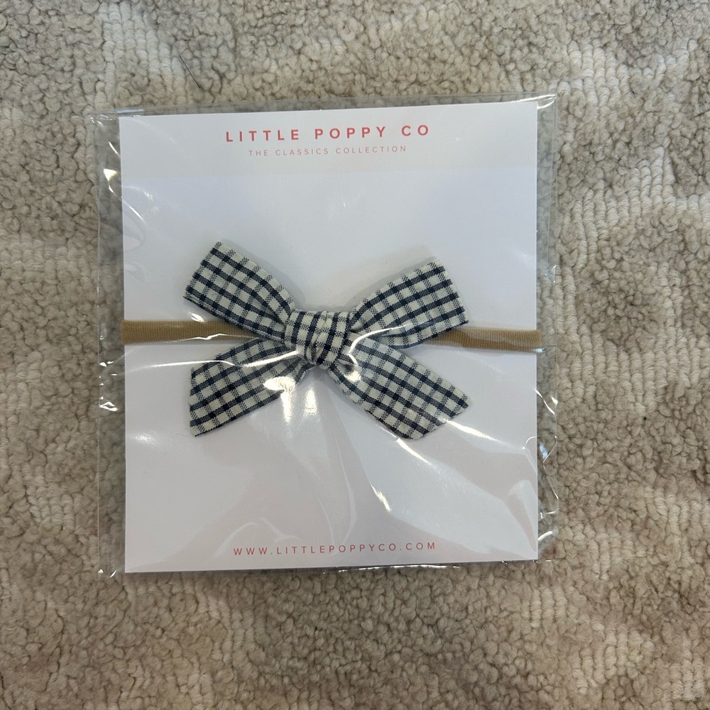 Little poppy co baby toddler girl nylon headband navy and white